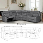 Black / Grey L-Shaped Power Reclining Sectional Sofa, 5-Seat