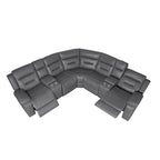 Black / Grey L-Shaped Power Reclining Sectional Sofa, 5-Seat