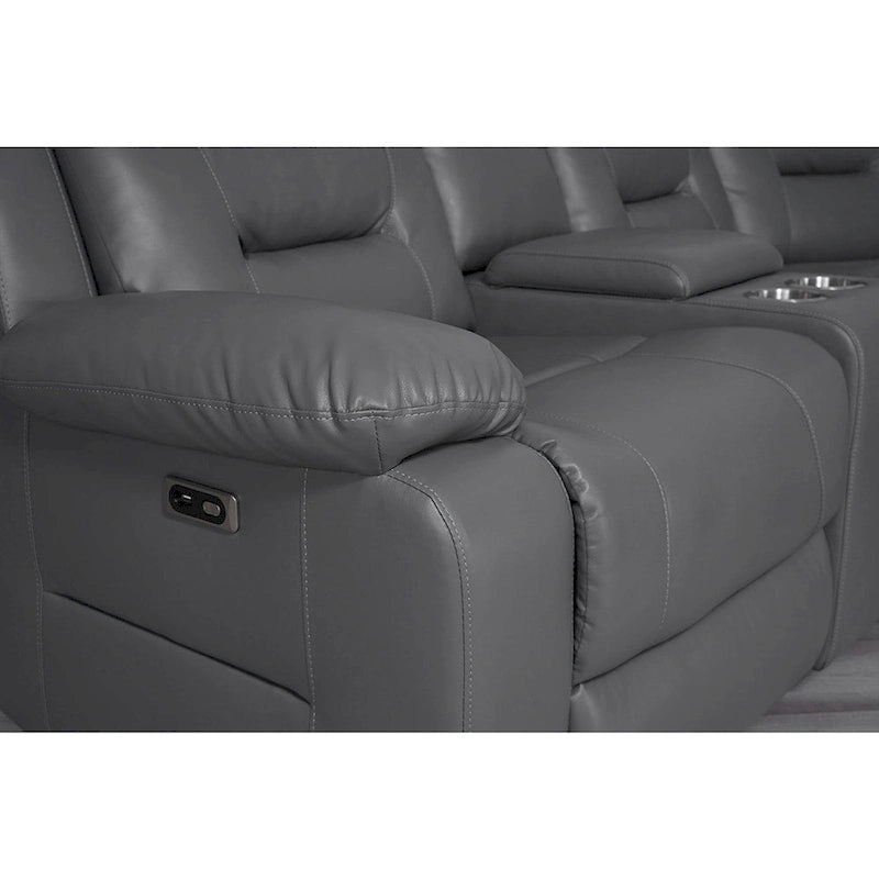 Black / Grey L-Shaped Power Reclining Sectional Sofa, 5-Seat