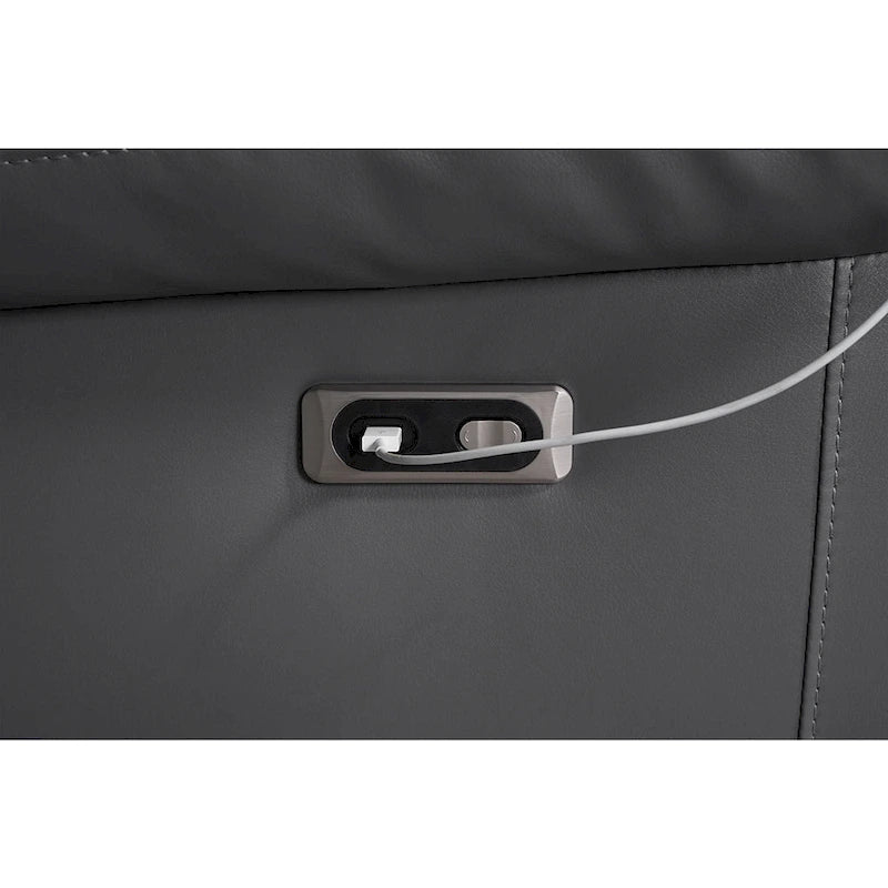 Black / Grey L-Shaped Power Reclining Sectional Sofa, 5-Seat