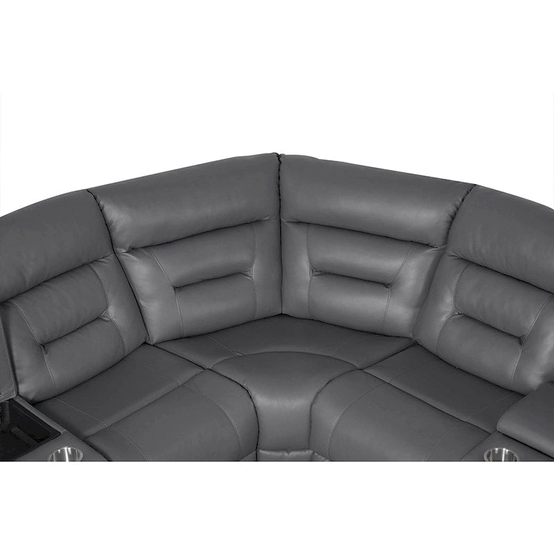 Black / Grey L-Shaped Power Reclining Sectional Sofa, 5-Seat