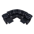 Black / Grey L-Shaped Power Reclining Sectional Sofa, 5-Seat
